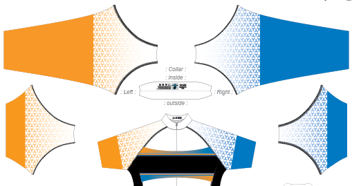 Transparent mesh motif applied to cycling jersey
